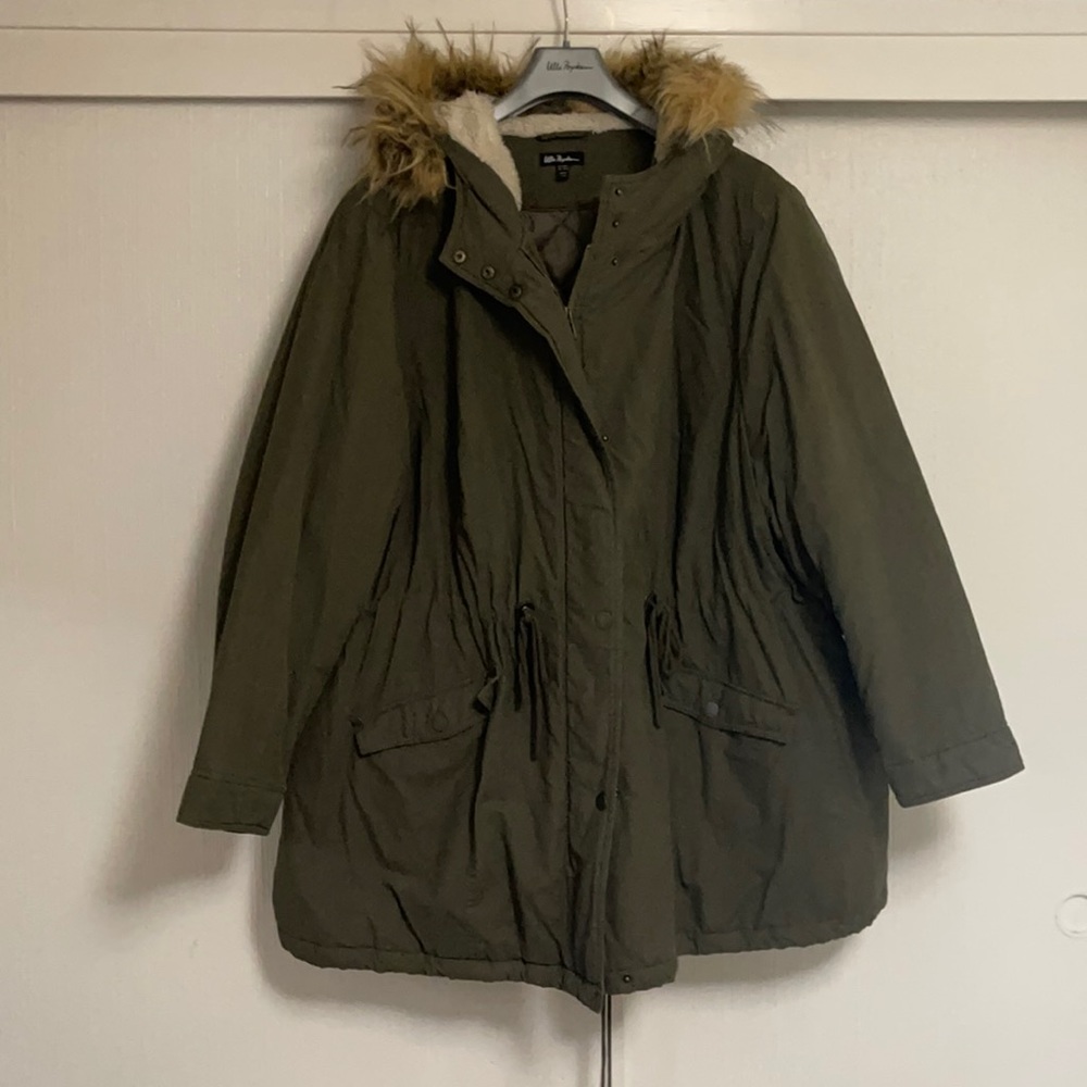 Ulla Popken quilted anorak with removable fur